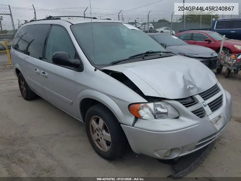 2005 Dodge Grand Caravan Sxt VIN: 2D4GP44L45R240867 Lot: 42783762