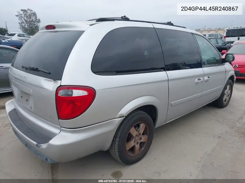 2005 Dodge Grand Caravan Sxt VIN: 2D4GP44L45R240867 Lot: 42783762