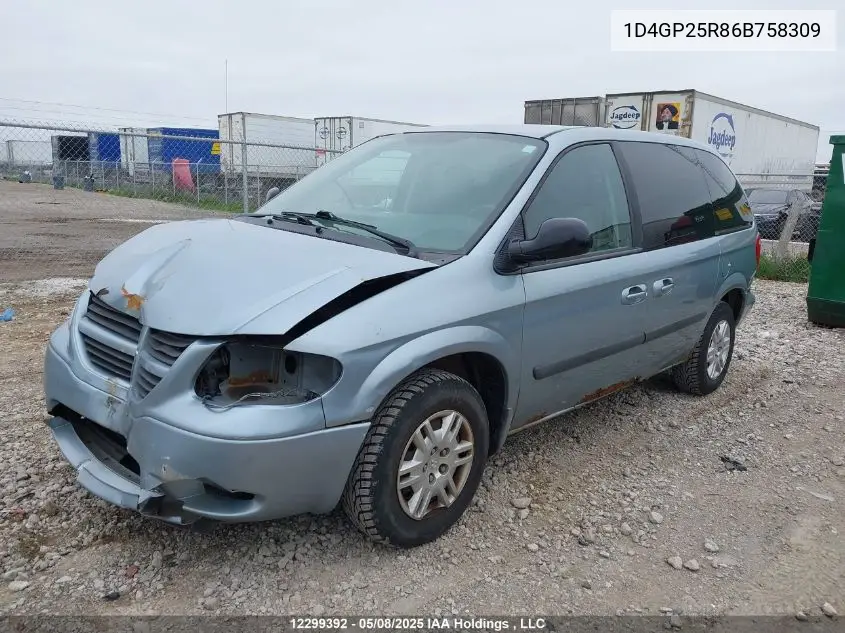 2006 Dodge Caravan Se VIN: 1D4GP25R86B758309 Lot: 12299392
