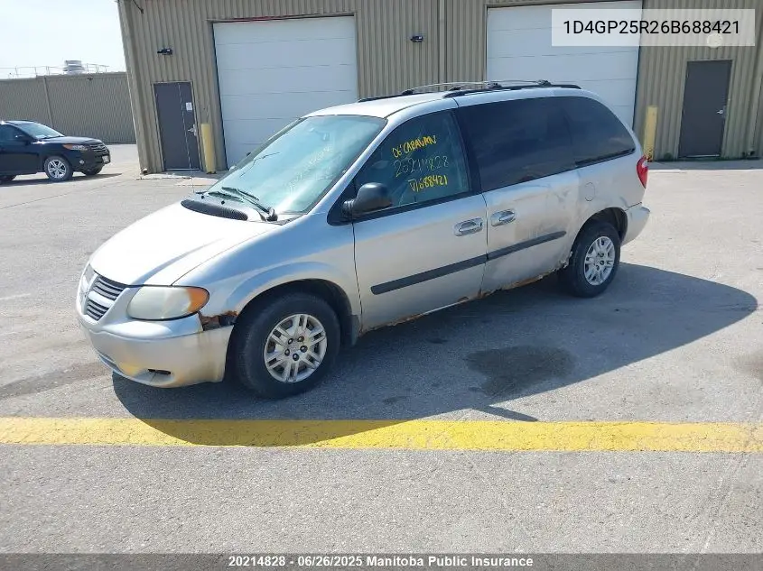 2006 Dodge Caravan VIN: 1D4GP25R26B688421 Lot: 20214828
