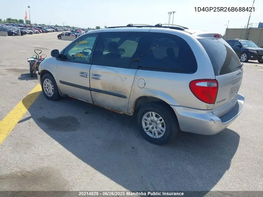 2006 Dodge Caravan VIN: 1D4GP25R26B688421 Lot: 20214828