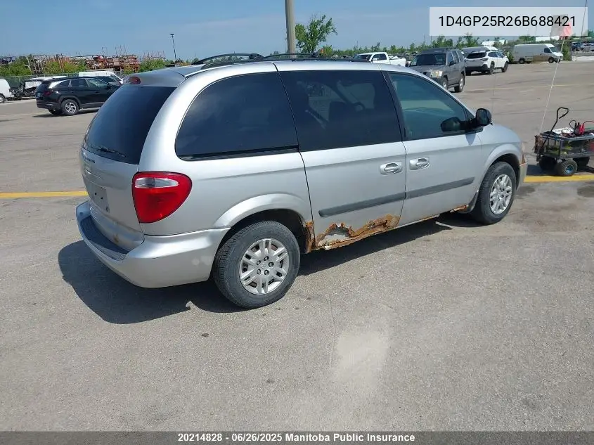 2006 Dodge Caravan VIN: 1D4GP25R26B688421 Lot: 20214828