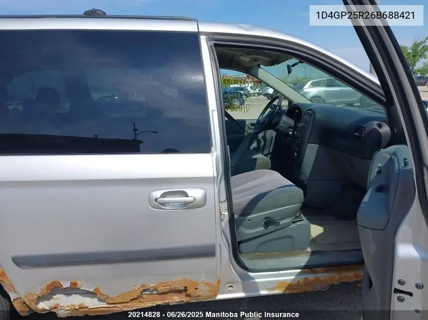 2006 Dodge Caravan VIN: 1D4GP25R26B688421 Lot: 20214828