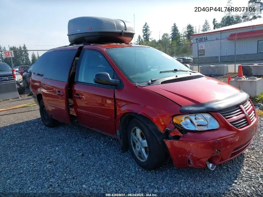2006 Dodge Grand Caravan Sxt VIN: 2D4GP44L76R807106 Lot: 42555031