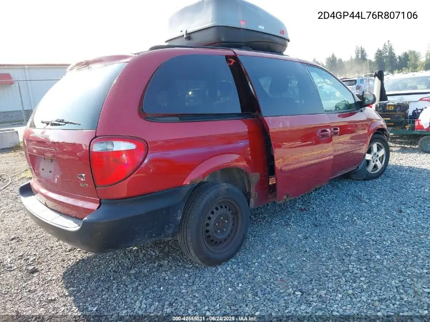 2006 Dodge Grand Caravan Sxt VIN: 2D4GP44L76R807106 Lot: 42555031