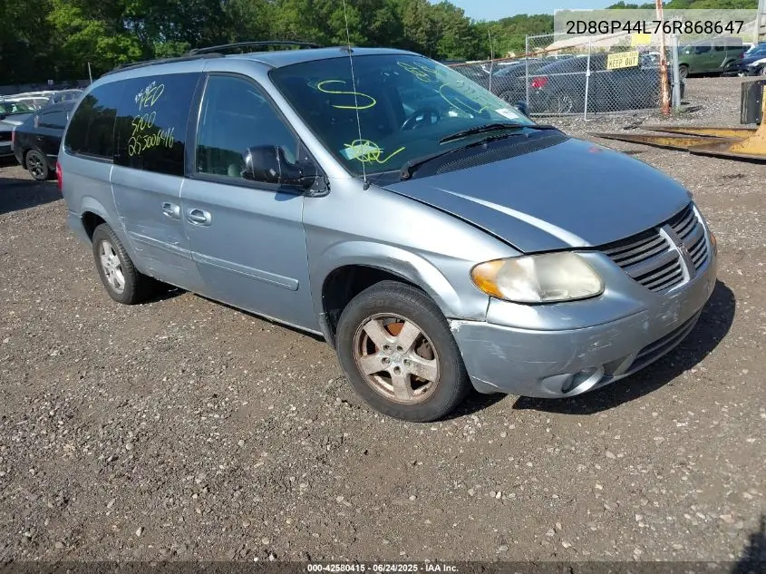 2006 Dodge Grand Caravan Sxt VIN: 2D8GP44L76R868647 Lot: 42580415