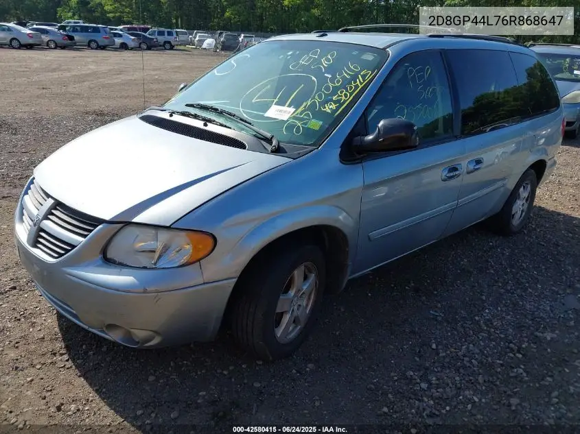 2006 Dodge Grand Caravan Sxt VIN: 2D8GP44L76R868647 Lot: 42580415