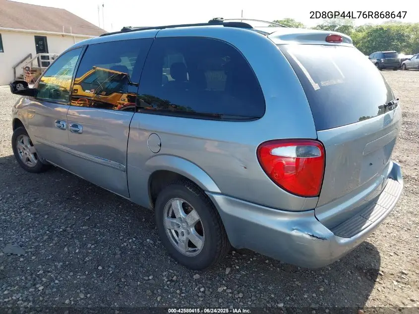 2006 Dodge Grand Caravan Sxt VIN: 2D8GP44L76R868647 Lot: 42580415