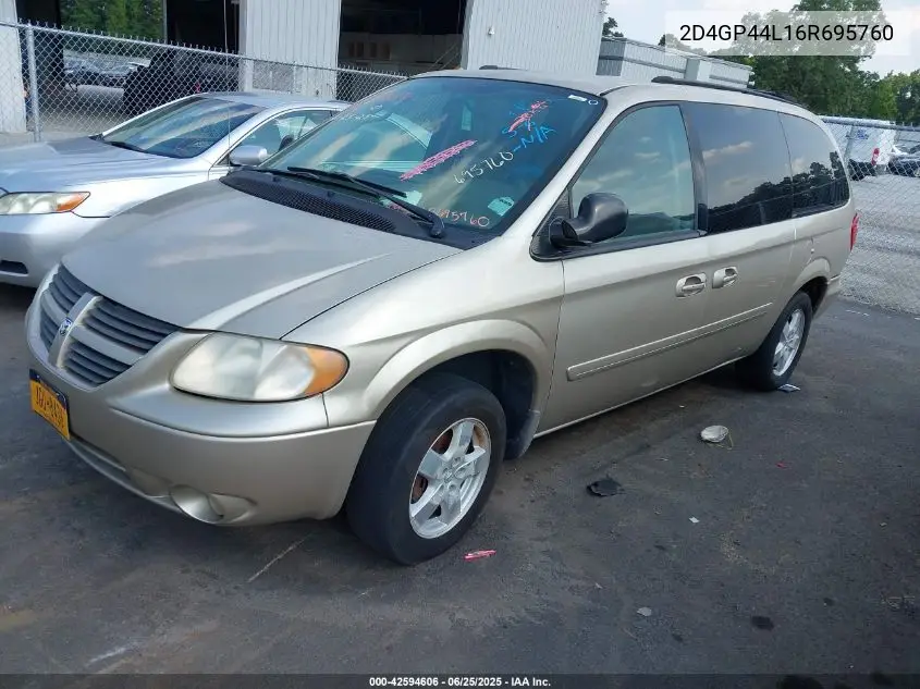 2006 Dodge Grand Caravan Sxt VIN: 2D4GP44L16R695760 Lot: 42594606