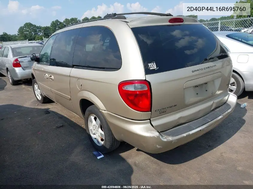 2006 Dodge Grand Caravan Sxt VIN: 2D4GP44L16R695760 Lot: 42594606