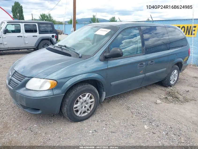 2006 Dodge Grand Caravan Se VIN: 1D4GP24R16B624985 Lot: 42604856