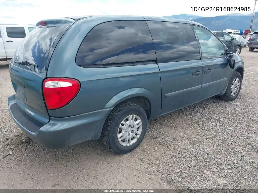 2006 Dodge Grand Caravan Se VIN: 1D4GP24R16B624985 Lot: 42604856
