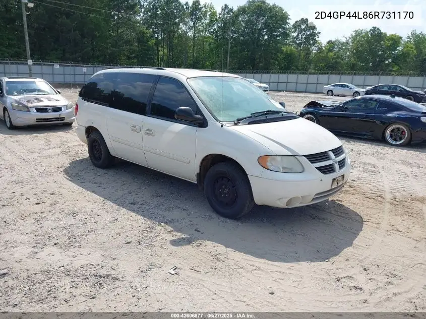 2006 Dodge Grand Caravan Sxt VIN: 2D4GP44L86R731170 Lot: 42606877