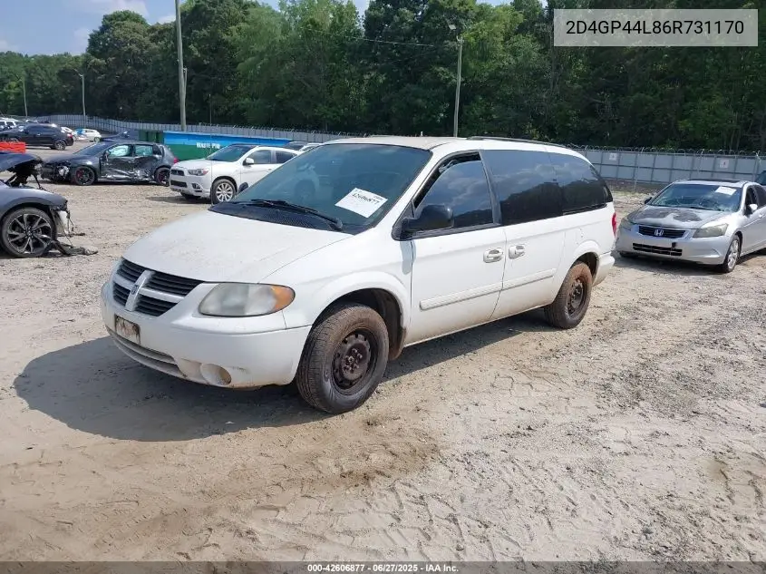 2006 Dodge Grand Caravan Sxt VIN: 2D4GP44L86R731170 Lot: 42606877