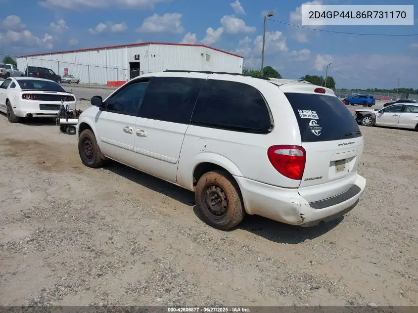 2006 Dodge Grand Caravan Sxt VIN: 2D4GP44L86R731170 Lot: 42606877