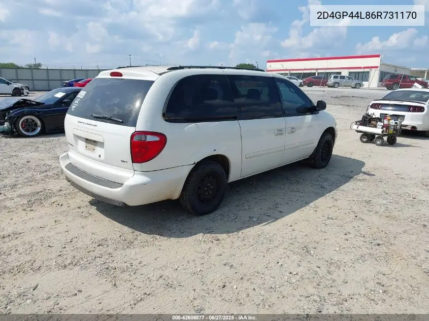 2006 Dodge Grand Caravan Sxt VIN: 2D4GP44L86R731170 Lot: 42606877