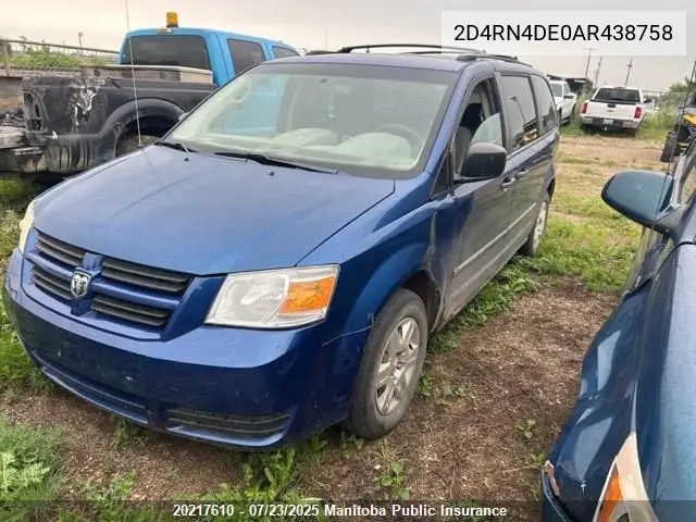 2010 Dodge Grand Caravan Se VIN: 2D4RN4DE0AR438758 Lot: 20217610