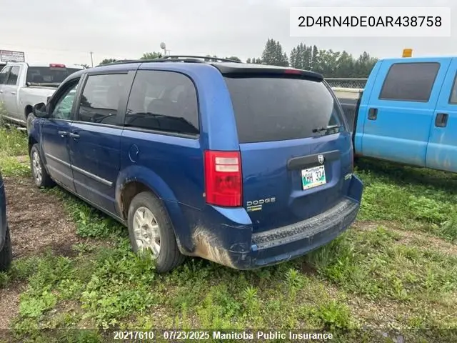 2010 Dodge Grand Caravan Se VIN: 2D4RN4DE0AR438758 Lot: 20217610