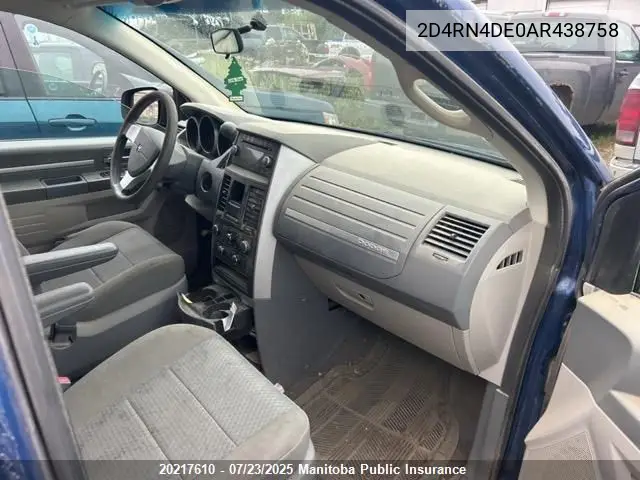 2010 Dodge Grand Caravan Se VIN: 2D4RN4DE0AR438758 Lot: 20217610
