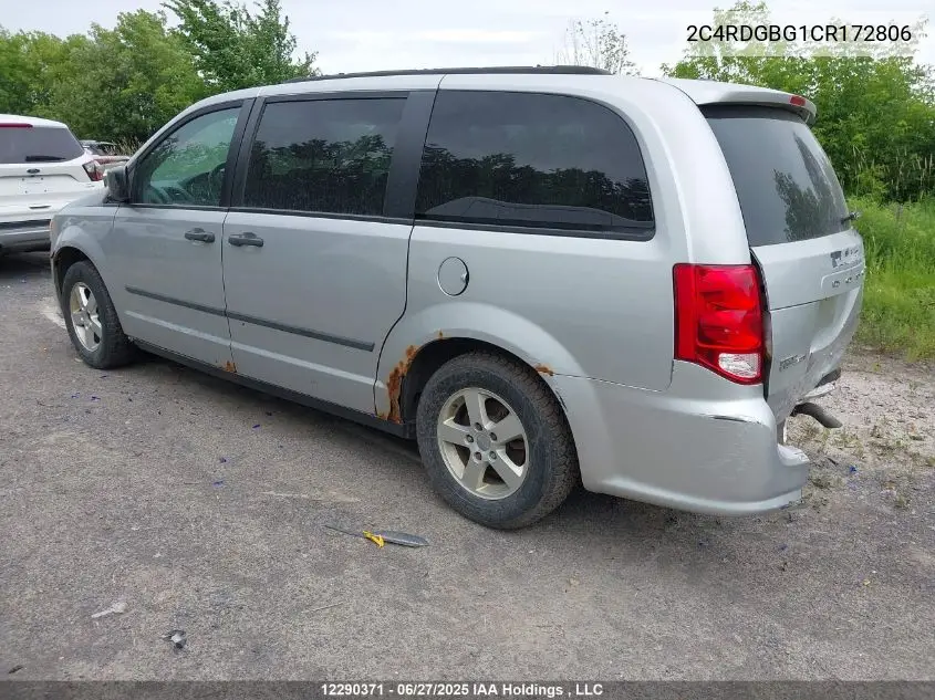 2012 Dodge Grand Caravan VIN: 2C4RDGBG1CR172806 Lot: 12290371