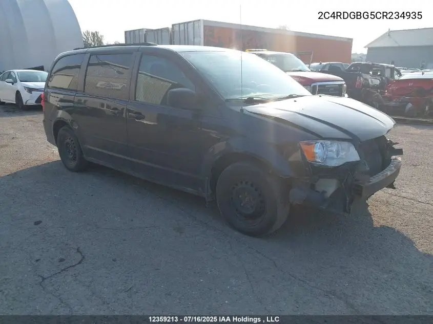 2012 Dodge Grand Caravan Se/Sxt VIN: 2C4RDGBG5CR234935 Lot: 12359213