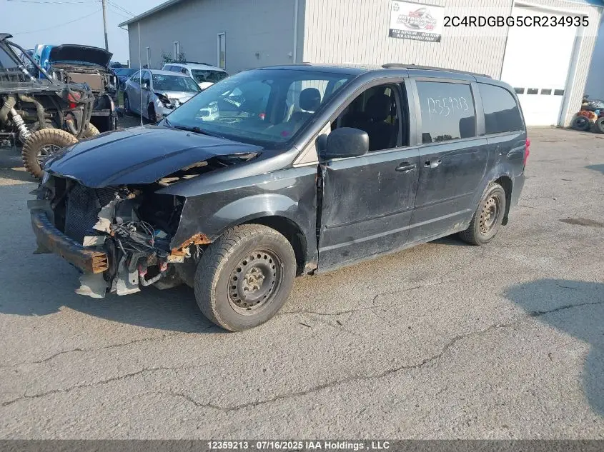 2012 Dodge Grand Caravan Se/Sxt VIN: 2C4RDGBG5CR234935 Lot: 12359213