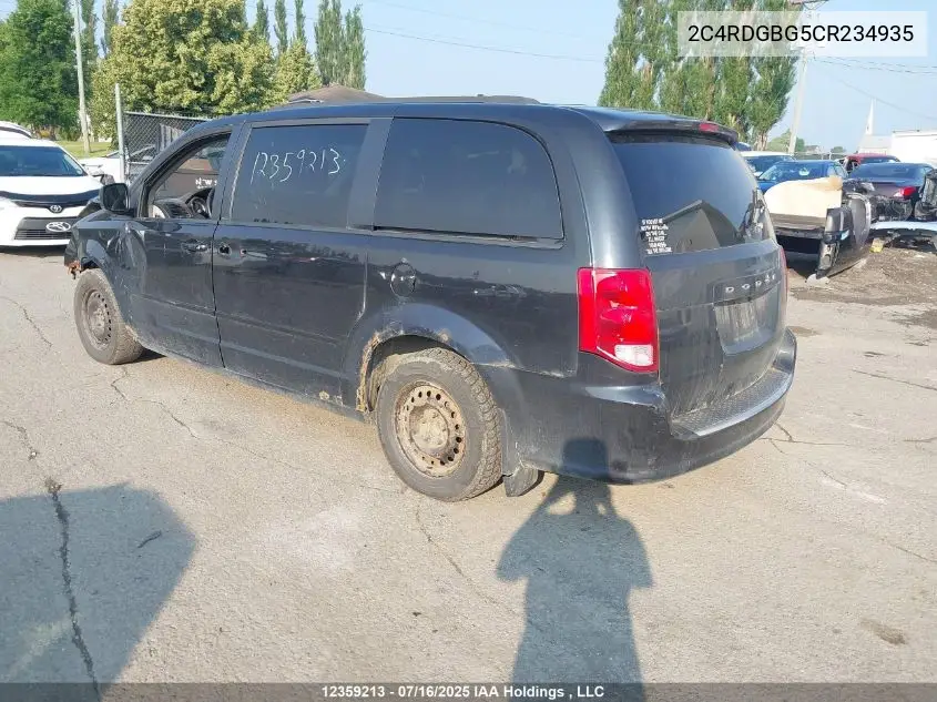 2012 Dodge Grand Caravan Se/Sxt VIN: 2C4RDGBG5CR234935 Lot: 12359213