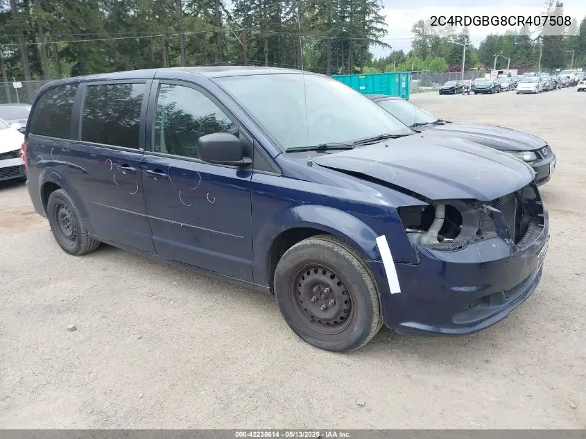 2012 Dodge Grand Caravan Se/Avp VIN: 2C4RDGBG8CR407508 Lot: 42235614