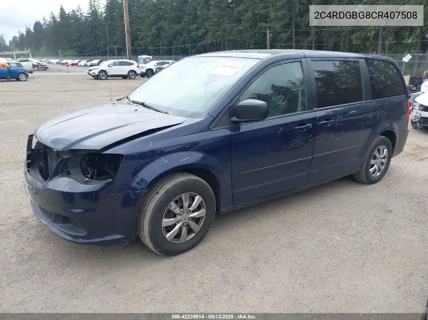 2012 Dodge Grand Caravan Se/Avp VIN: 2C4RDGBG8CR407508 Lot: 42235614