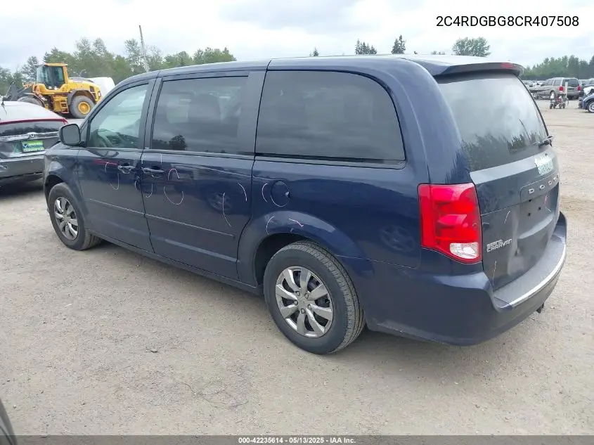 2012 Dodge Grand Caravan Se/Avp VIN: 2C4RDGBG8CR407508 Lot: 42235614