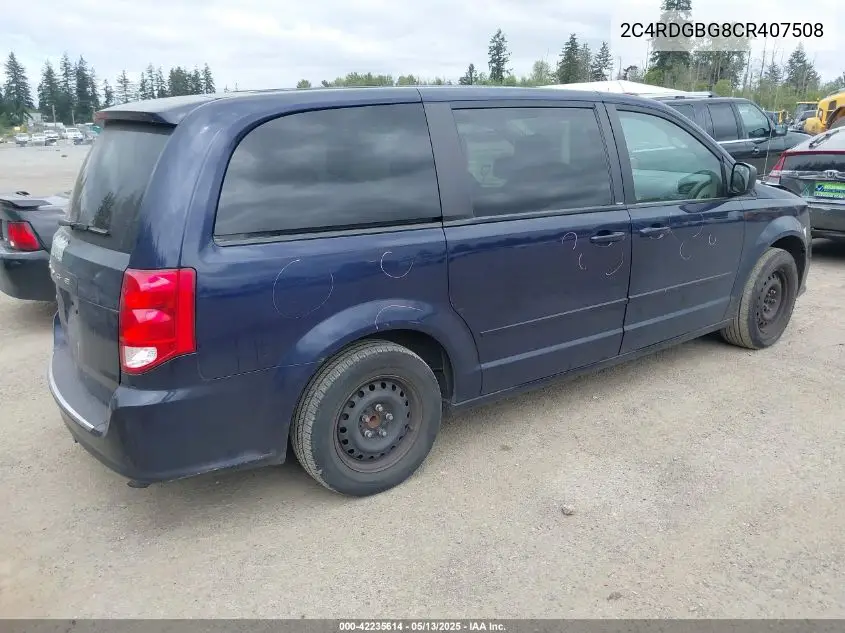 2012 Dodge Grand Caravan Se/Avp VIN: 2C4RDGBG8CR407508 Lot: 42235614