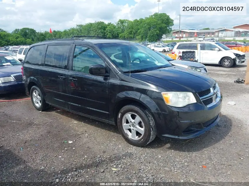 2012 Dodge Grand Caravan Sxt VIN: 2C4RDGCGXCR104597 Lot: 42257815
