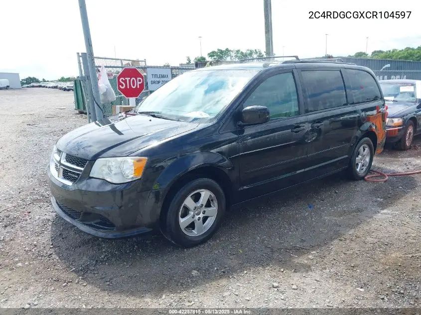 2012 Dodge Grand Caravan Sxt VIN: 2C4RDGCGXCR104597 Lot: 42257815