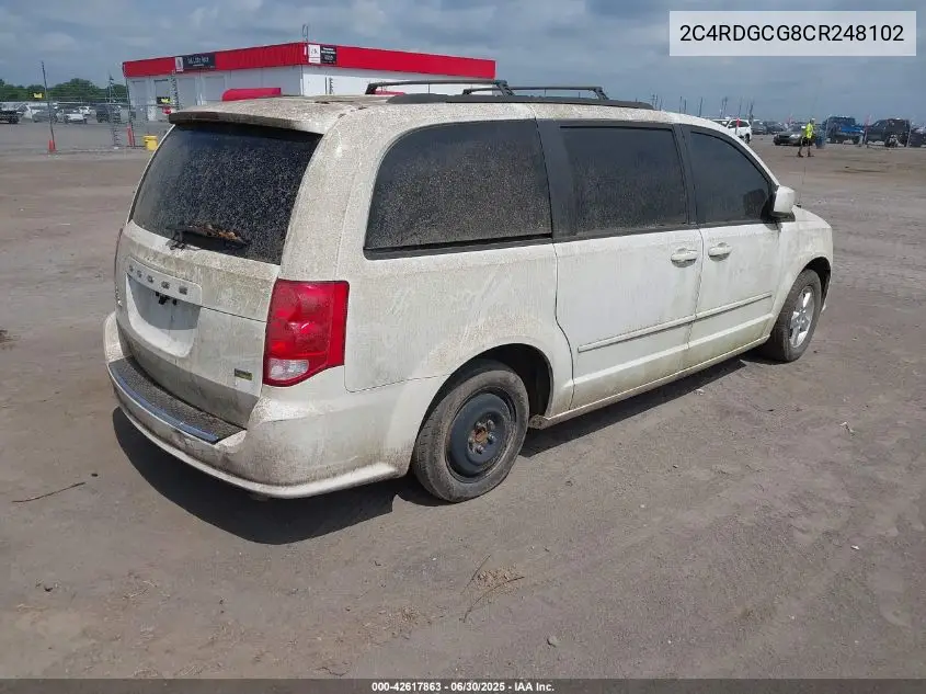 2012 Dodge Grand Caravan Sxt VIN: 2C4RDGCG8CR248102 Lot: 42617863