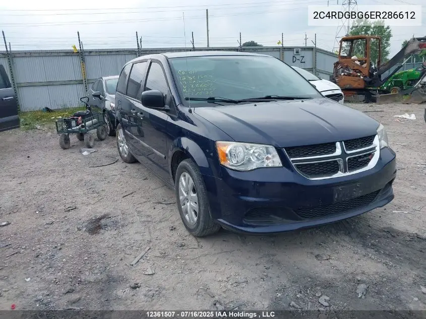 2014 Dodge Grand Caravan Se/Sxt VIN: 2C4RDGBG6ER286612 Lot: 12361507