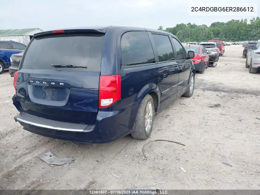 2014 Dodge Grand Caravan Se/Sxt VIN: 2C4RDGBG6ER286612 Lot: 12361507