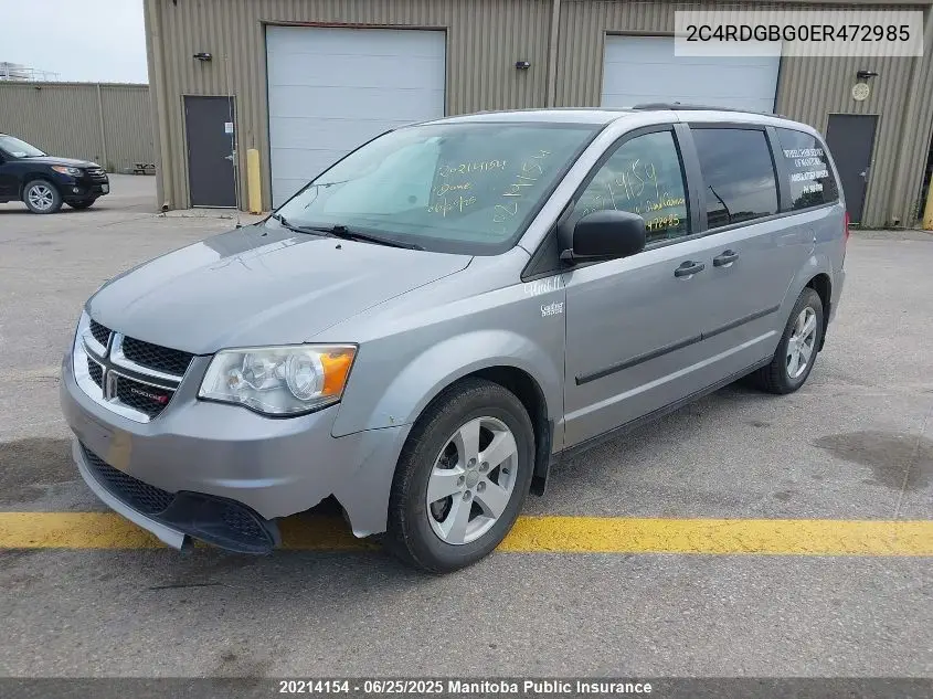 2014 Dodge Grand Caravan Se VIN: 2C4RDGBG0ER472985 Lot: 20214154