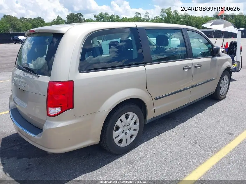 2015 Dodge Grand Caravan American Value Pkg VIN: 2C4RDGBG9FR600626 Lot: 42249594