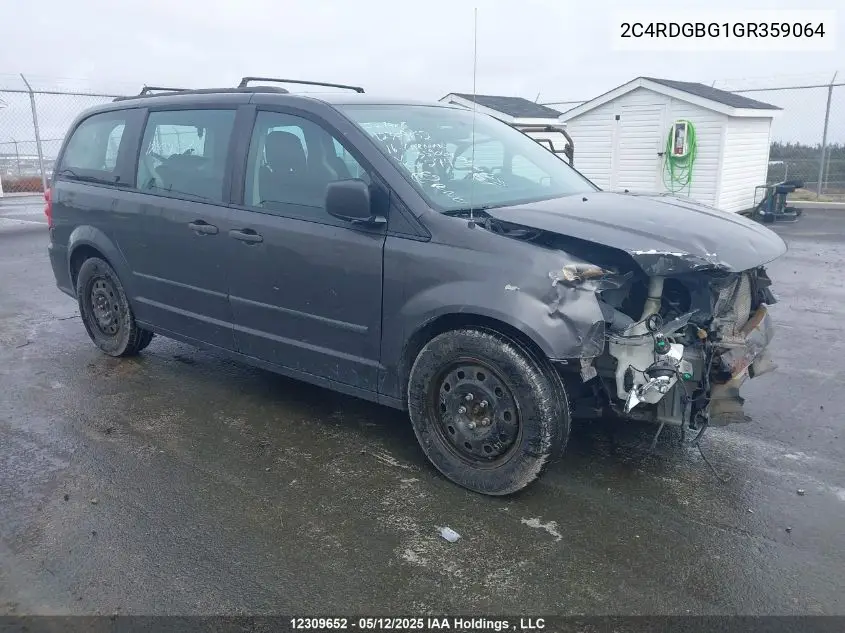 2016 Dodge Grand Caravan Se VIN: 2C4RDGBG1GR359064 Lot: 12309652