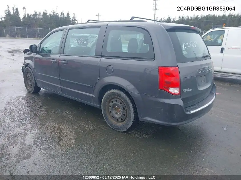 2016 Dodge Grand Caravan Se VIN: 2C4RDGBG1GR359064 Lot: 12309652