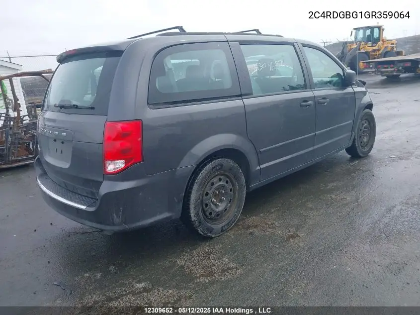 2016 Dodge Grand Caravan Se VIN: 2C4RDGBG1GR359064 Lot: 12309652