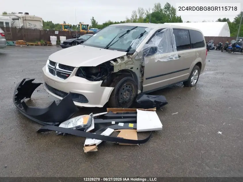 2016 Dodge Grand Caravan VIN: 2C4RDGBG8GR115718 Lot: 12328270