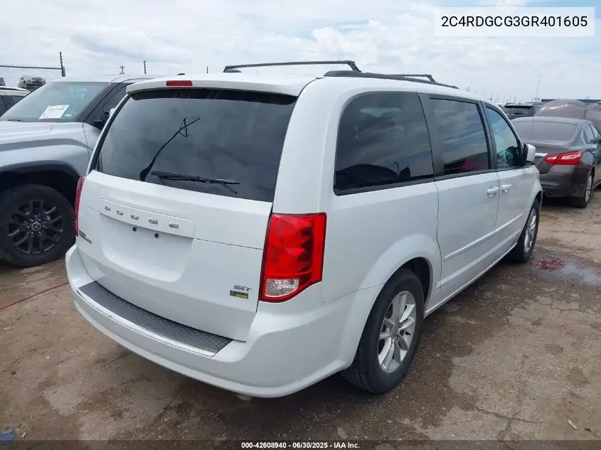 2016 Dodge Grand Caravan Sxt VIN: 2C4RDGCG3GR401605 Lot: 42608940