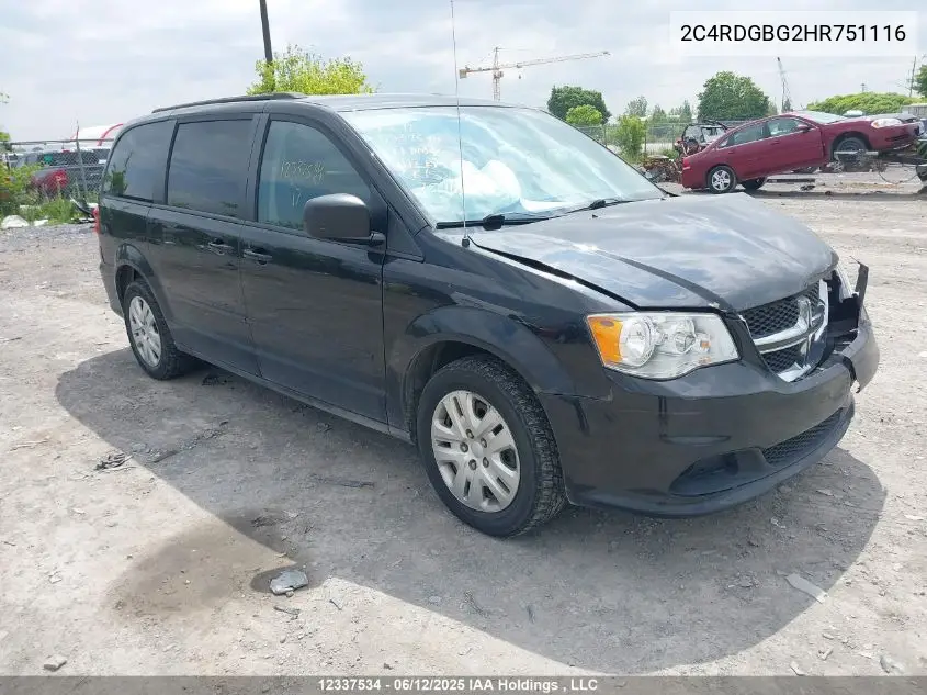 2017 Dodge Grand Caravan Cvp/Sxt VIN: 2C4RDGBG2HR751116 Lot: 12337534