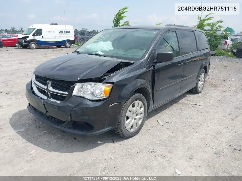 2017 Dodge Grand Caravan Cvp/Sxt VIN: 2C4RDGBG2HR751116 Lot: 12337534