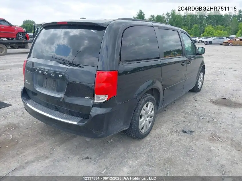 2017 Dodge Grand Caravan Cvp/Sxt VIN: 2C4RDGBG2HR751116 Lot: 12337534