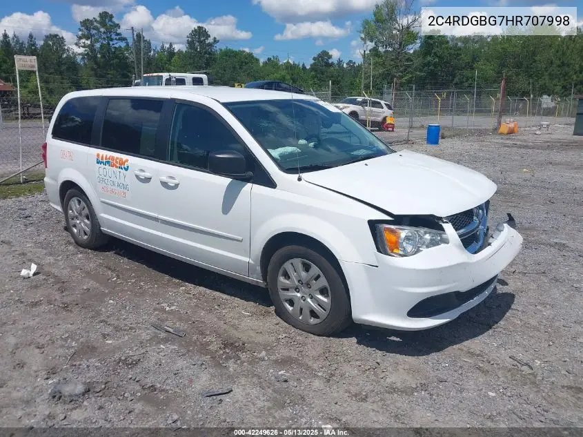 2017 Dodge Grand Caravan Se VIN: 2C4RDGBG7HR707998 Lot: 42249626