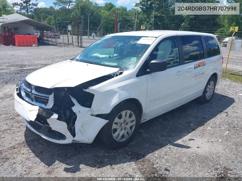 2017 Dodge Grand Caravan Se VIN: 2C4RDGBG7HR707998 Lot: 42249626