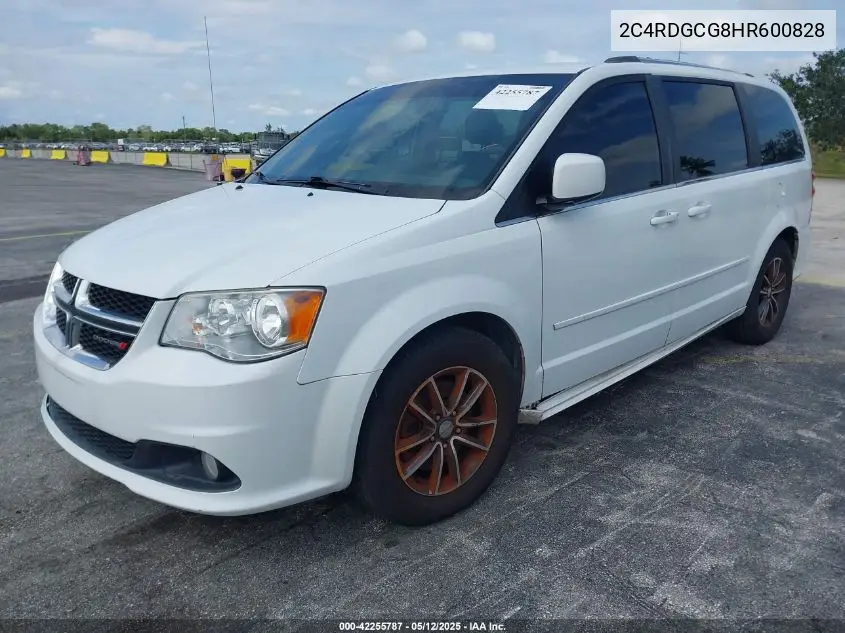 2017 Dodge Grand Caravan Sxt VIN: 2C4RDGCG8HR600828 Lot: 42255787