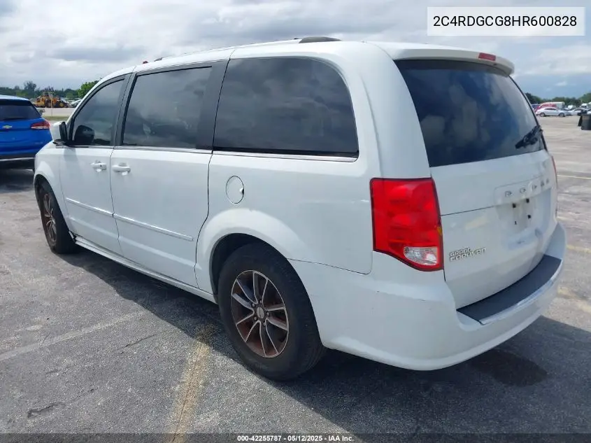 2017 Dodge Grand Caravan Sxt VIN: 2C4RDGCG8HR600828 Lot: 42255787